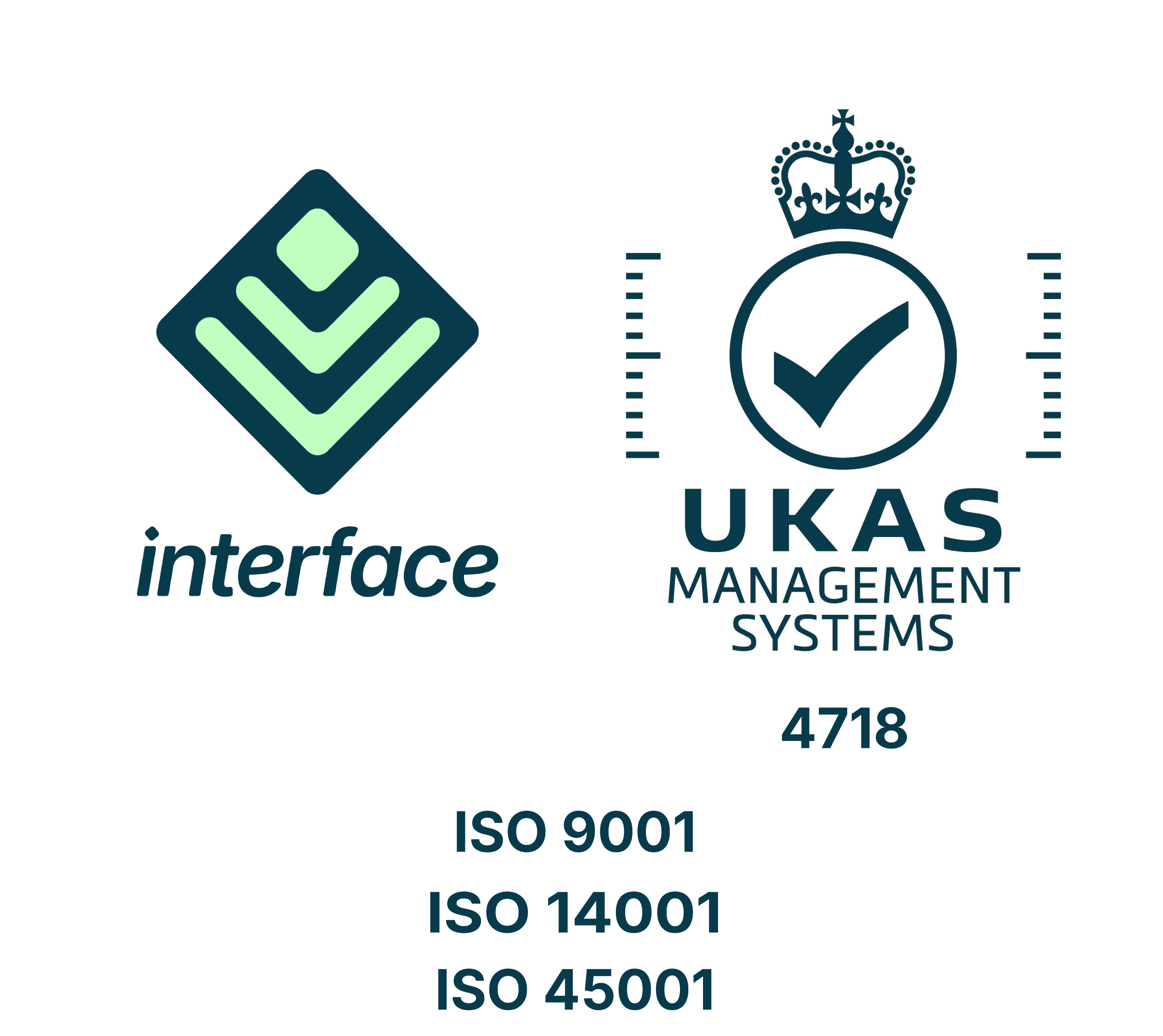 ISO 9001, 14001 and 45001 certified via Interface NRM under UKAS Management Systems accreditation 4718.